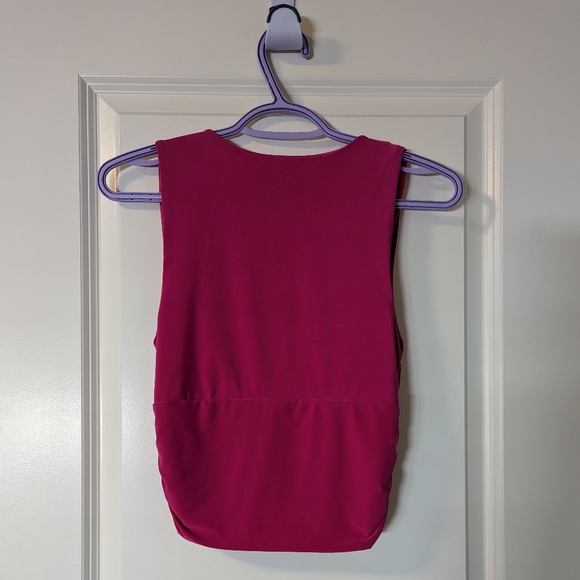 Bright Pink Low Cut Crop Sleeveless Top - Picture 2 of 4